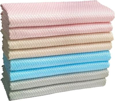 China Anti Static Fish Scale Microfiber Lint Free Cleaning Cloth For Dish Bathroom And Kitchen Towel for sale