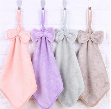 China New Creative Absorbent Kitchen Towel Stocked Coral Velvet Hanging Towel Cartoon Cloth for sale