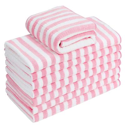 China Cationic Microfiber Cloth Stocked Daily Household Cleaning Cloth Pink Lattice for sale