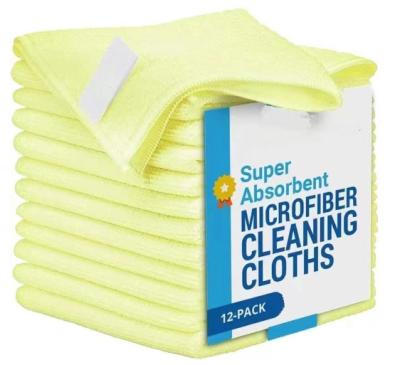 China 250GSM 30*30cm Microfiber Cloth Cleaning Cloth Stocked Warp Knitted Terry Cloth in Yellow for sale