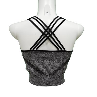 China New Design QUICK DRY Ladies High Support Cross Back Push Up Sports Bra Workout Fitness Bra Padded Yoga Tops for sale