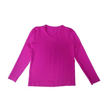 China Factory direct wholesale anti-shrink knit long sleeve O neck solid color kids T-shirts for sale