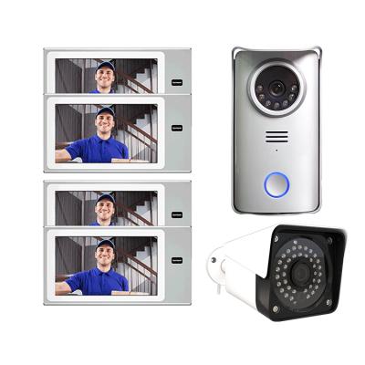 China A maximum technical assistance remote & 4 Wire New 4 Indoor Monitors 7 Inch Color Video Door Phone Intercom Set Doorbell Home Security With Night Vision Camera Wire Call Button for sale