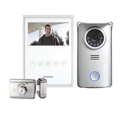 China Video Door Phone 2 Point To Point Video Door Phone Integrated Video Door Phone Transfer Lermom Camera Audio Intercom With Door Release for sale