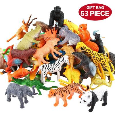 China 53Pcs/set Gift Model Plastic Collection Kids Action Character Promotional Animal Toy Toy Simulation Mini Jungle Dinosaur for sale