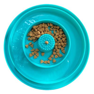 China Sustainable Food Dog Interactive Slow Eating Pet Feeding Plastic Bowl for sale