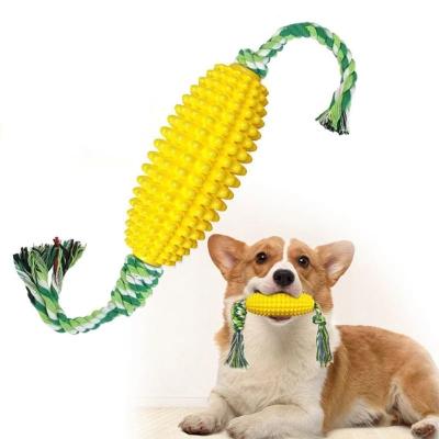 China Viable Corn Cleaning Teeth Dog Toothbrush Chewing Toy Molar Rod TPR StickTeeth Dog Chew Grinding Toy for sale