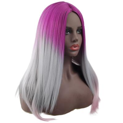 China High Quality Long Straight 28inch 240G Purple Pink Color Cosplay Genshin Party Perform Synthetic Cosplay Wigs for sale