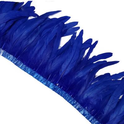 China Dyed 2 yards goose feather trims fringe with satin ribbon band dress sewing crafts costume decoration for sale