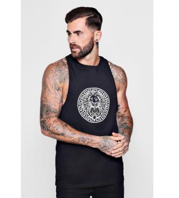 China QUICK DRY Knit Crewneck Sticks Mens Lion Print Racer Vest Athletics Gyms Sleeveless Shirt For Men Bodybuilding Clothing Tank Top for sale