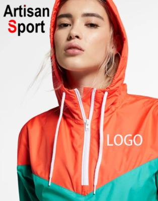 China QUICK DRY colorblock cropped women anorak jackets brand quality autumn winter windbreaker running clothing gym fitness tops for women for sale