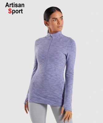 China OEM Logo Anti-Pilling Fitness Clothing Outdoor Training Sport Jacket Women Yoga Running Top Anti-Static Polyester Custom Long Sleeve for sale