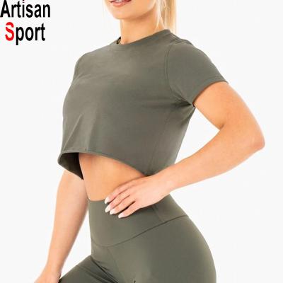 China Breathable Wholesale Custom Sports Clothing Fitness Sportswear Top Short Sleeve Tops Women Yoga Shirts for sale