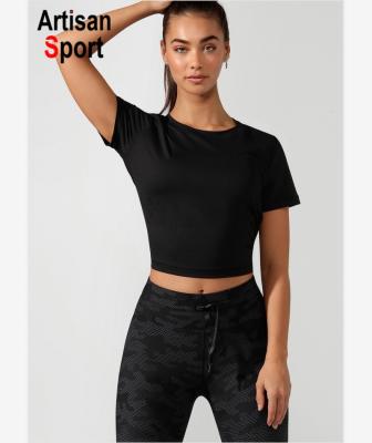 China Supplies OEM 90%cotton 10%spandex QUICK DRY T-Shirts Cropped Active Tee Slim Fit Custom Women Tops Fashion Stylish Dry Fit Sport Wear for sale