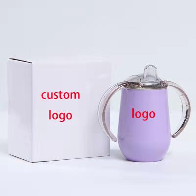 China 260ml 280ml 290ml 300ml 350ml disposable seamless stemless sublimation sippy cup with 2 lids stainless sippy cup for sale