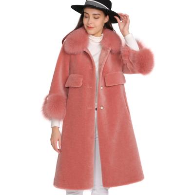 China New Design Stylish Celebrity Party Fur Reversible Customize Winter Woolen Women Coat for sale