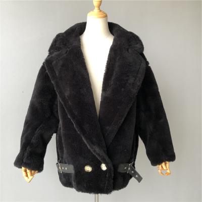 China Wholesale Fur Coating Color Matching Plush Design Teddy Coat Custom Lapel Hot Selling Reversible Large for sale