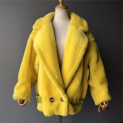 China 2021 Reversible Manufacturer Price Women Sheep Fur Custom Women Winter Sheep Wool Leather Coat for sale