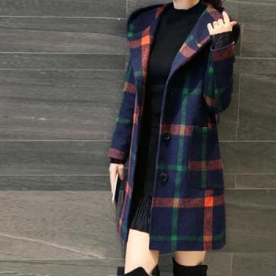 China Breathable With Pocket Printed Fabric Woolen Women Coat 2021 New Arrival 262164 for sale