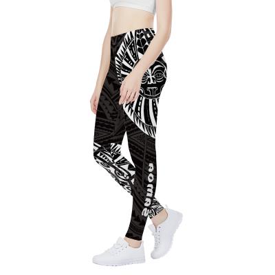 China Hibiscus MOQ1 Women Fitness Gaiters Women Yoga Pattern Reversible Polynesian Hawaiian Tight Yoga Pants Full Length Long Pants for sale