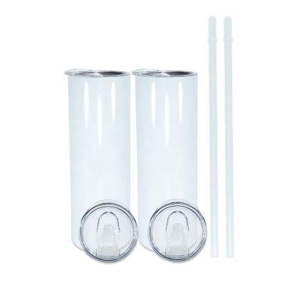 China Wholesale 15oz 20oz Viable White Double Walled Sublimation Masks Skinny Stainless Steel Mug Tumbler With Straw for sale