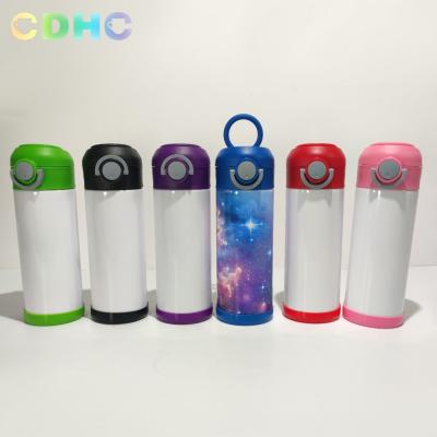 China 350ml Kids Tumbler With Straw Stainless Steel Double Wall Bounce Lid Water Bottle Viable Straight Sublimation Masks Baby Sippy Cup for sale