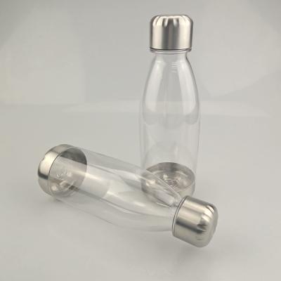 China Viable In Stock Hot Selling 500ml Cola Shaped Clear Plastic Water Bottles With Stainless Steel Lid for sale