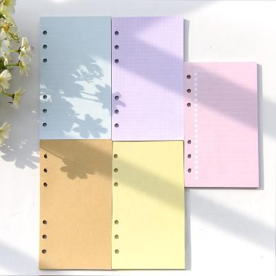 China Official A5 A6 Loose Leaf Inner Colorful Insert 6 Ring Notebook Binder Daily Planner Inside Inner Page Binder for sale