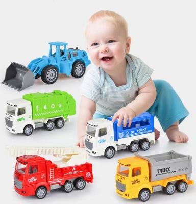 China Friction Toy Children's Toy Car Suit Excavator Crane Forklift Fire Fighting Car Inertia Model Building Toy for sale