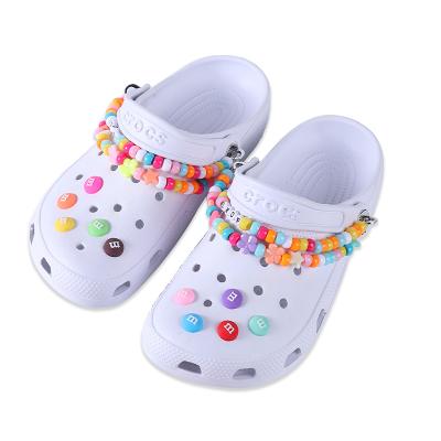 China Chains Croc Shoe Decoration Jewelry Set DIY Acrylic Cartoon Clogs Seed Bead Flower Letter Charm Shoe Chain Bohemian Accessories for sale