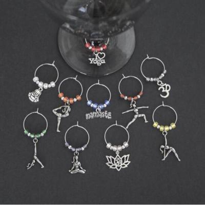 China Wholesale Charms CLASSIC Wine Glass OM Lotus Charms Accessories Jewelry Yoga Set Set For Decoration for sale