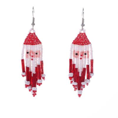 China Fashion TREND Women Jewelry Wholesale Santa Claus Miyuki Seed Beaded Tassel Christmas Earrings for sale