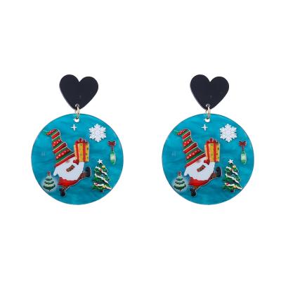 China TRENDY Light Blue Color Stud Heart Love Christmas Geometric Acrylic Earrings For Girls for sale