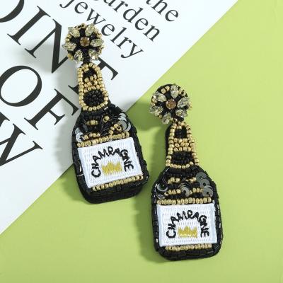 China 2021 TRENDY High Quality Artificial Pearl Seed Jewelry Fashion Handmade Multi Color Earrings Women Beaded Champagne Bottle Earrings for sale