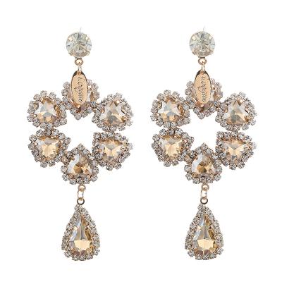 China Fashion Trendy Geometric Women Drop Earrings Rhinestone Dangle Earrings For Wedding Bridal Party Jewelry for sale