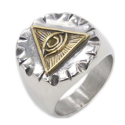 China Hip Hop Casting 316L Stainless Steel Punk Horus Silver Eye of God Ring Vintage Men Jewelry Rings for sale