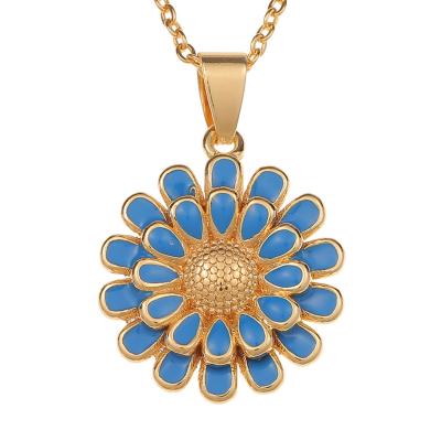 China FASHIONABLE Enamel Fashion Multicolor Flower 18k Pendant Colorful Gold Plated Necklace For Women for sale