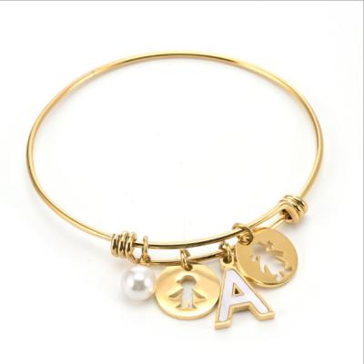 China FASHIONABLE High Quality Gold Plated Stainless Steel Alex and Ani Bracelets and Adjustable Couples A-Z Letter Initial Bracelets for sale