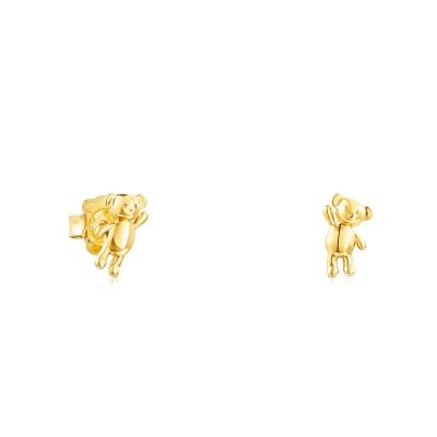 China Cute Sterling Silver Plated With 18k Gold Teddy Bear Earrings Girlfriend Spain Bear Jewelry Valentines Day Gift for sale