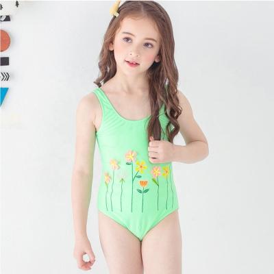 China Breathable High Quality Breathable Flower Print Children's Wear-Resistant Swimsuit for sale