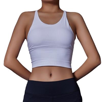 China Breathable High Quality Wear Resistant Women's Pure White Yoga Tops With String Back for sale