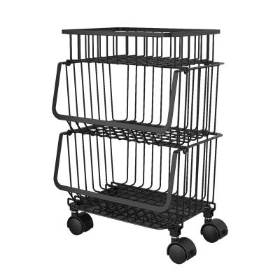 China Sustainable Metal Sliding Cabinet Basket Organizer Pull Out Drawer Kitchen Under Sink Storage Kitchen Rack for sale