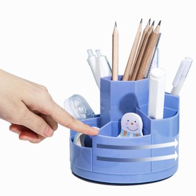 China Durable Pencil Storage Box Office Plastic Stationery Rotating Pen Holders For Office Desk Multi Purpose Use Office Box for sale