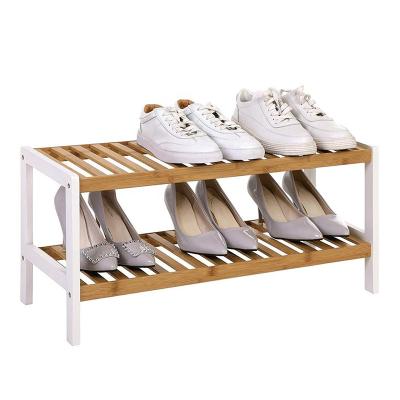 China Viable Factory Wholesale Door Storage Shoe Rack 100% Natural Bamboo Multifunctional 2-Layer Shoe Rack Organizer for sale