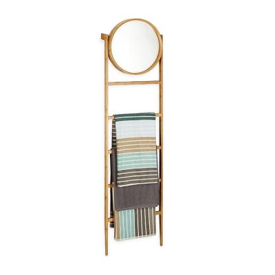 China 5 Tiers Sustainable Bamboo Bathroom Towel Racks Bathroom Accessories Hanging Display Bamboo Clothing Rack for sale