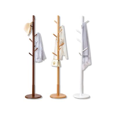 China Solid Wooden Single Rod Type Disc Tree-Shaped Beech Floor Coat Rack Furniture Nordic Living Clothes Hanger for sale