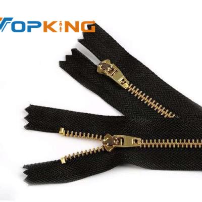 China Good price 4.5YG factory direct viable brass metal metallic jeans zipper for jeans for sale