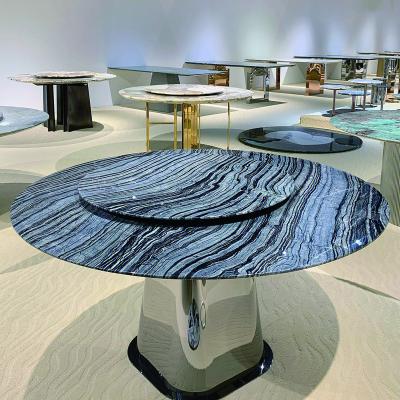 China Modern natural wood marble wall background area marble wall dining table round marble grain marble table for sale