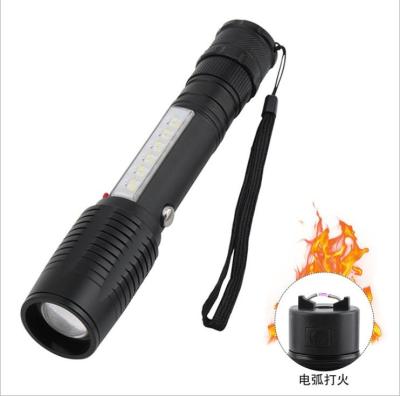 China High Power 18650 Long Range Outdoor Camping Hiking Waterproof Multifunctional Tactical Adjustable Focusing Rechargeable Flash Light LED With Fire Start for sale