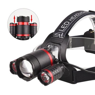 China 2019 New 2019 Adjustable Ignition Angle 3000 Lumens LED Head Flashlight T6+2R2 LED Head Torch Lights For Outdoor for sale